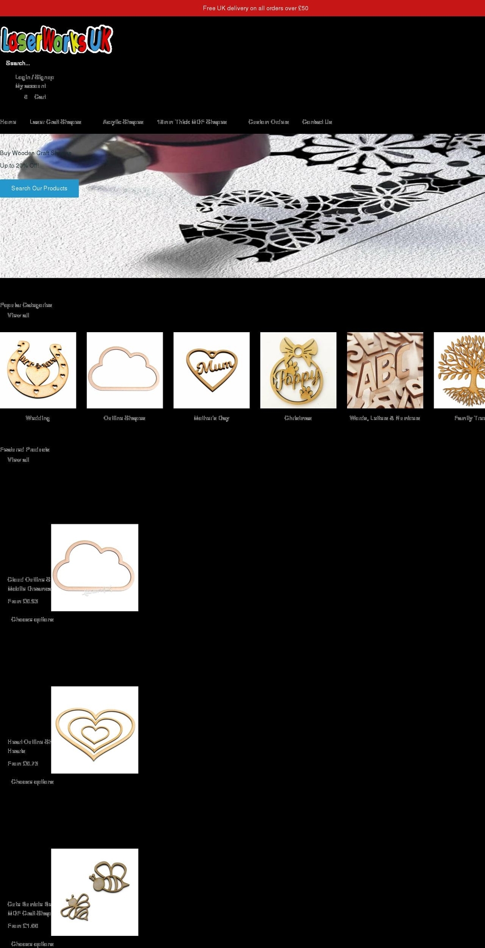 laserworksuk.co.uk shopify website screenshot