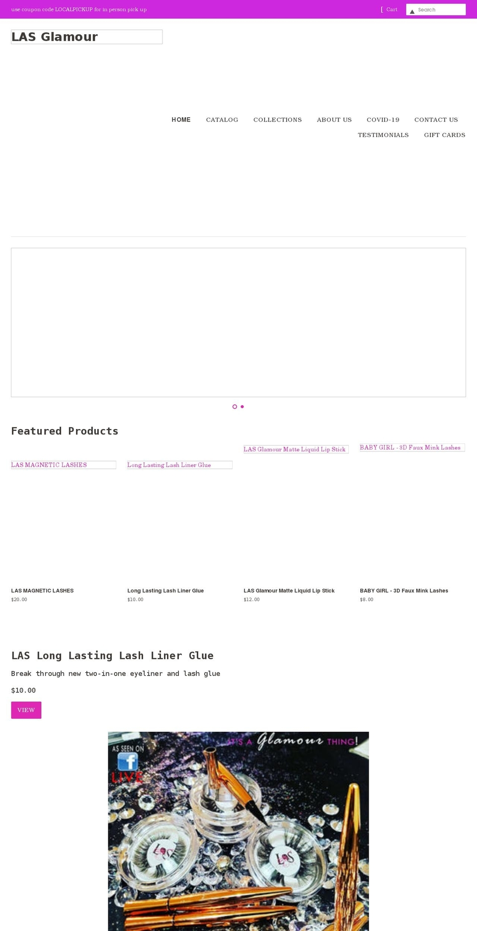 lasglamour.com shopify website screenshot