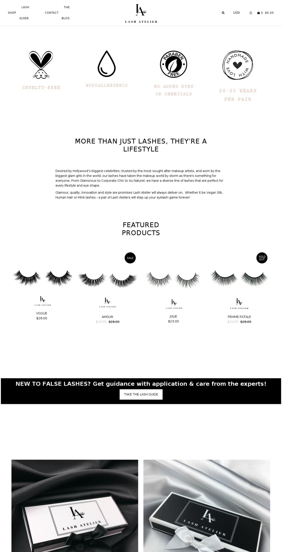 lash-atelier.com shopify website screenshot