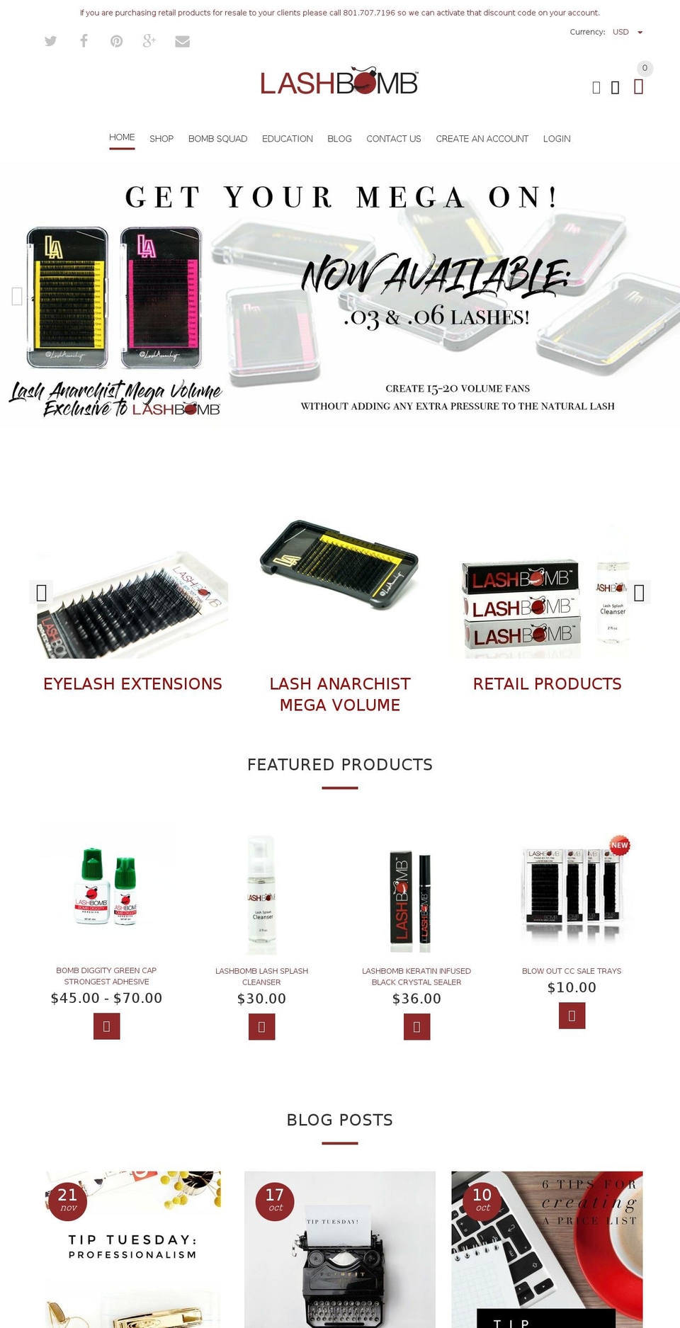 lash-bomb.com — Shopify storefront screenshot