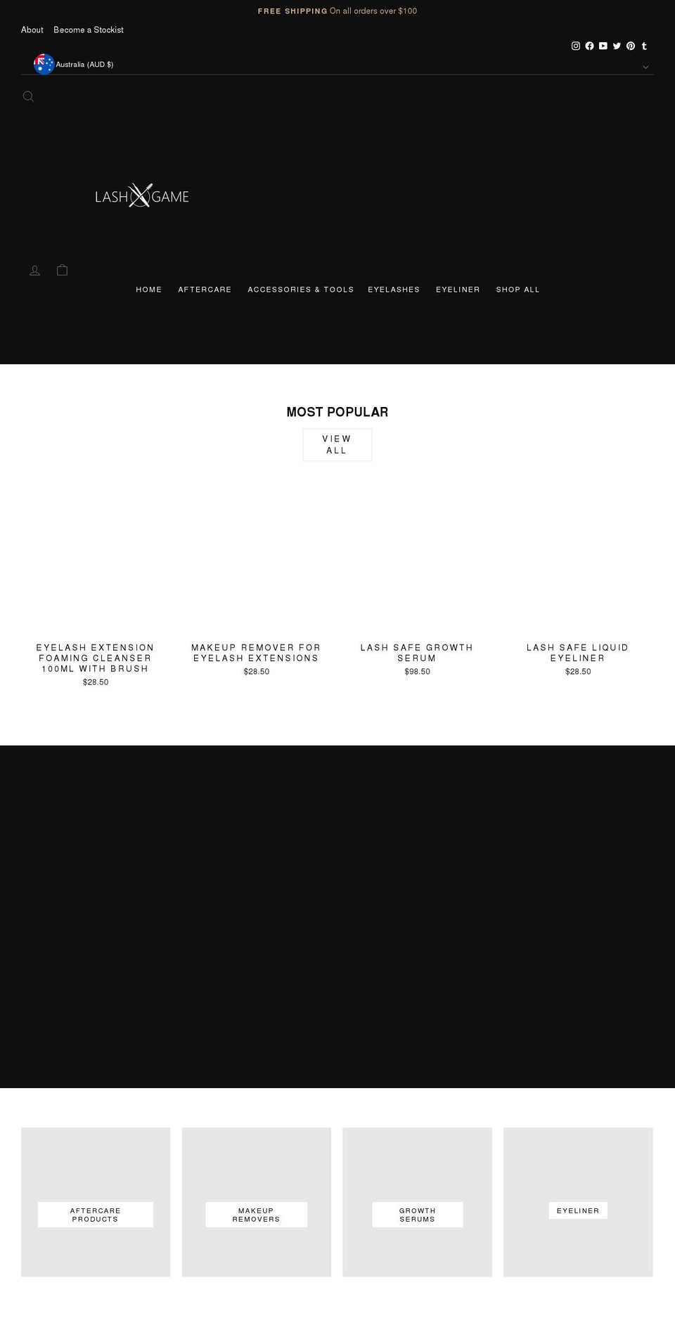 lash-game.com shopify website screenshot