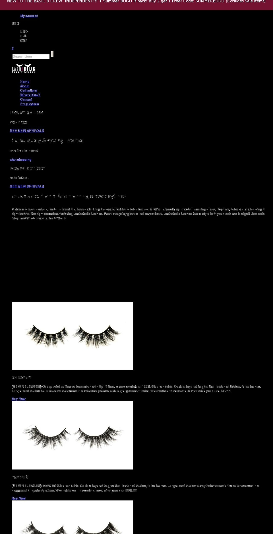 theme299 Shopify theme site example lashaholiclashes.com