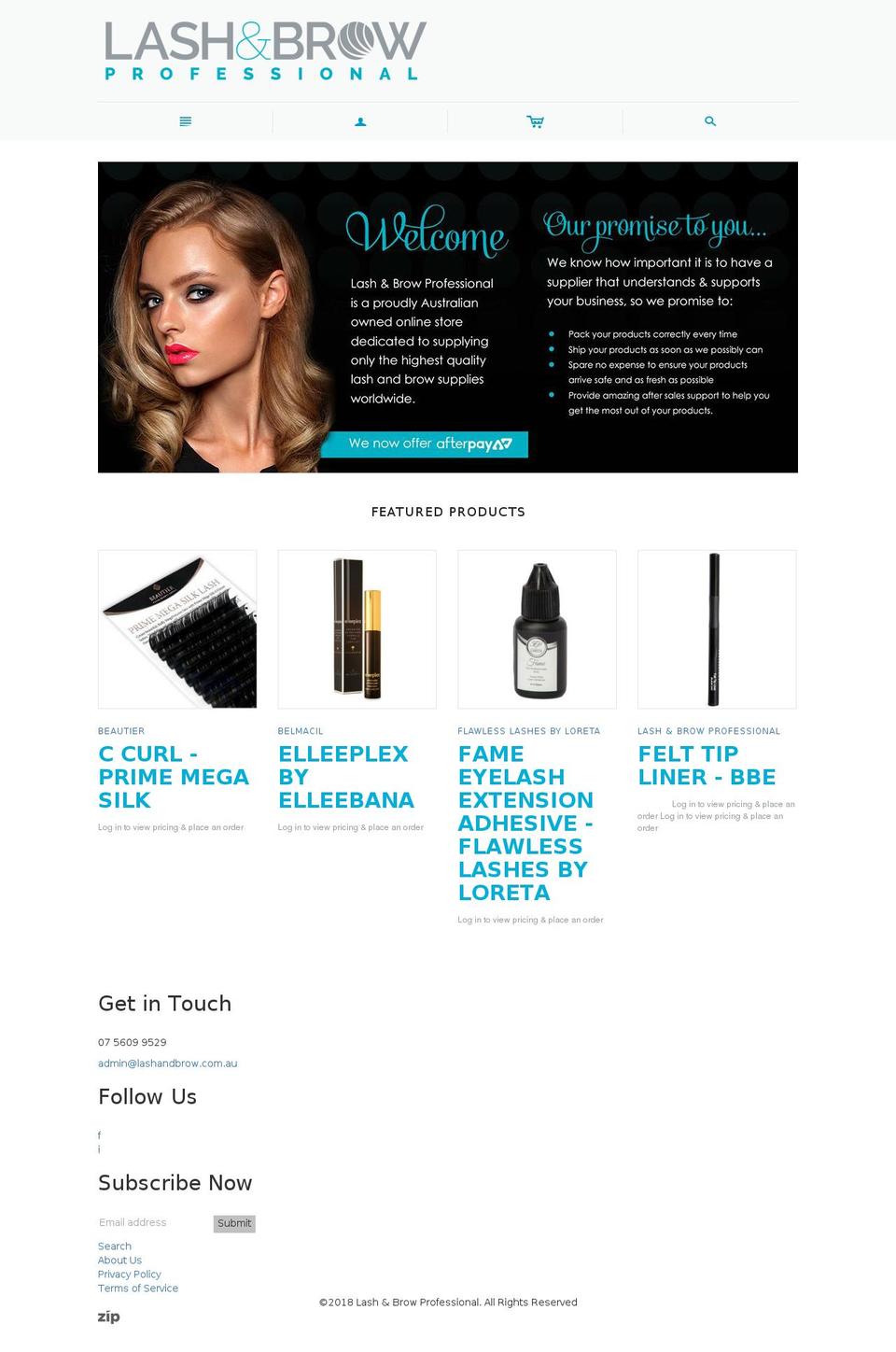 lashandbrow.com.au shopify website screenshot