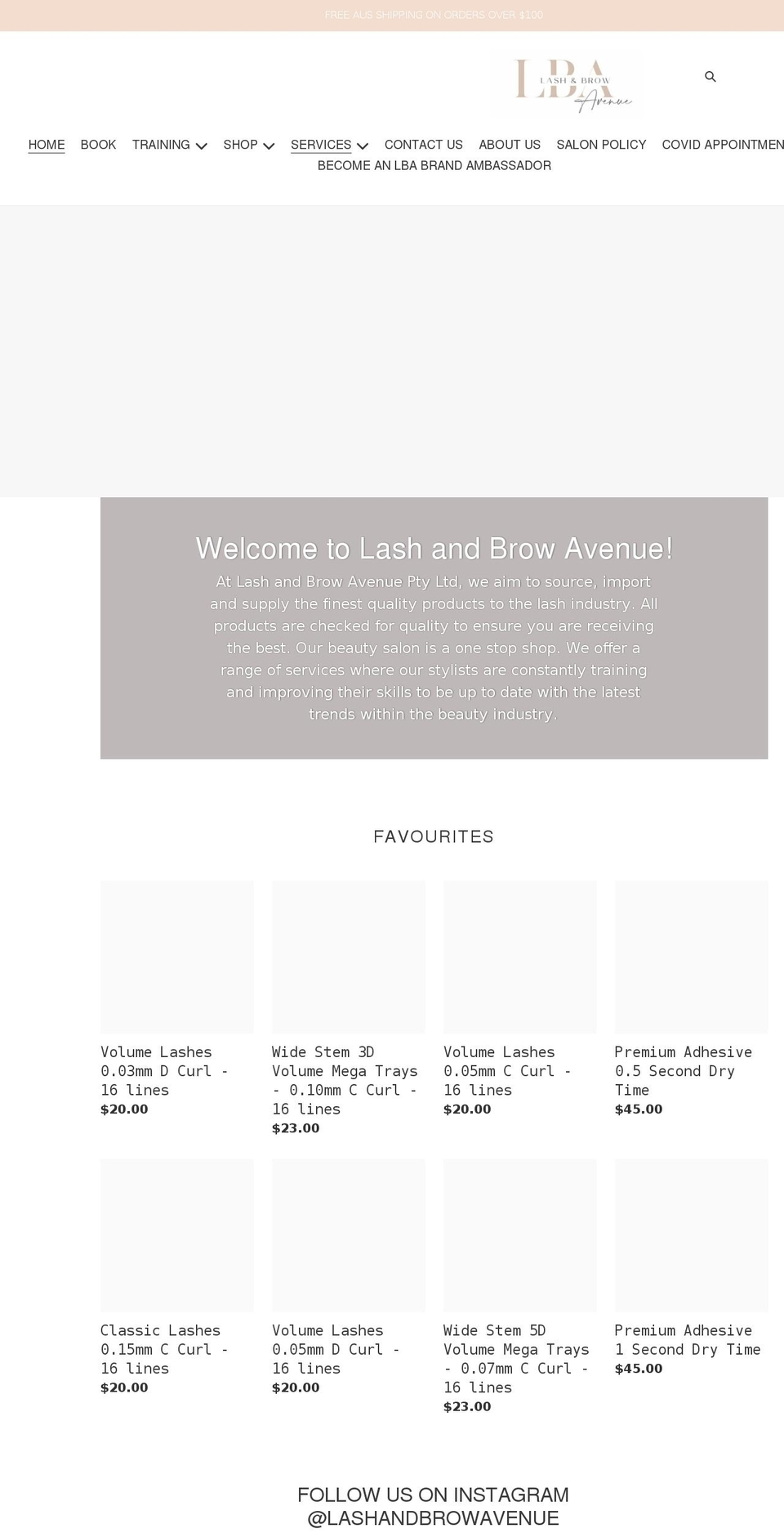 lashandbrowavenue.com.au shopify website screenshot