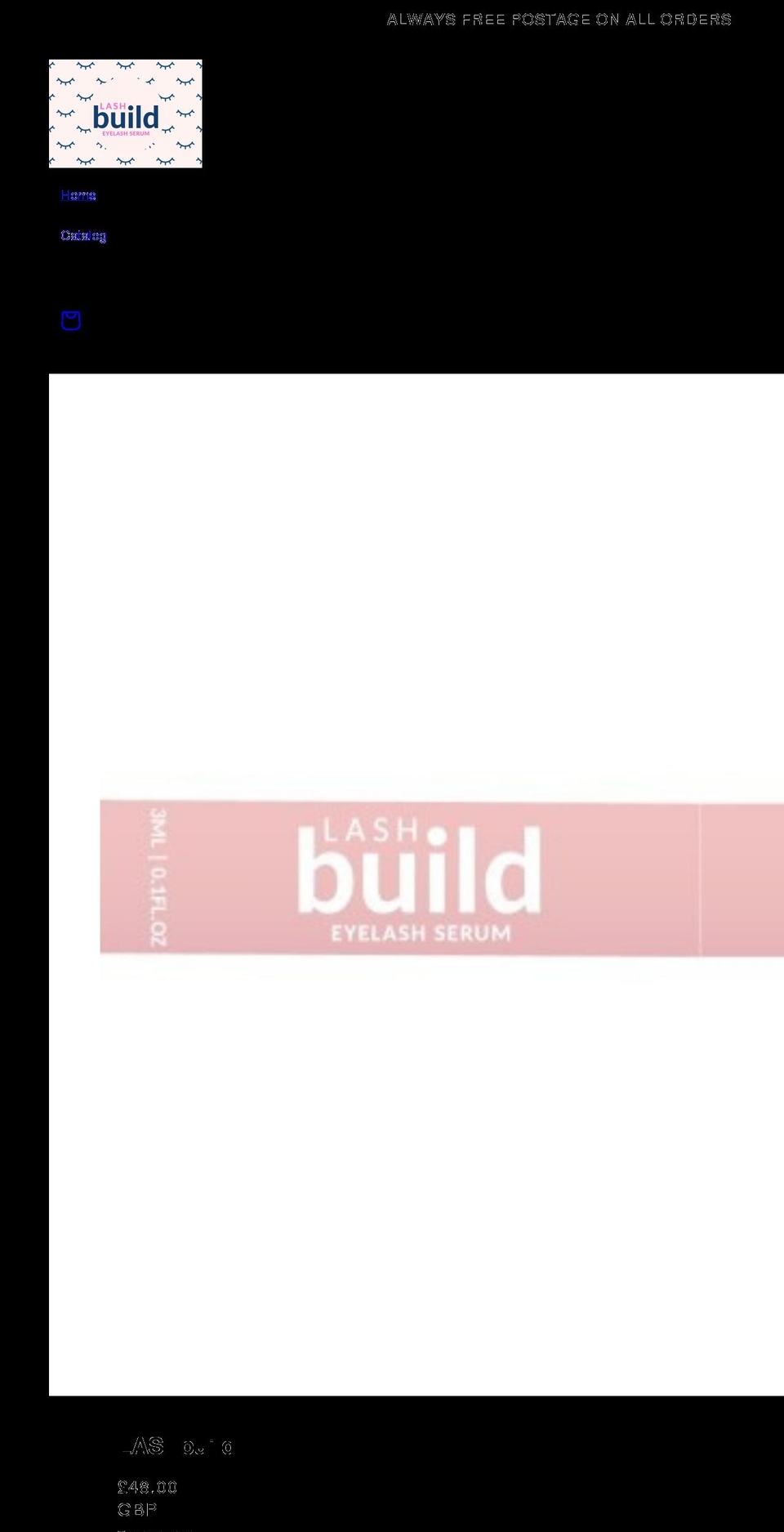 lashbuild.com shopify website screenshot