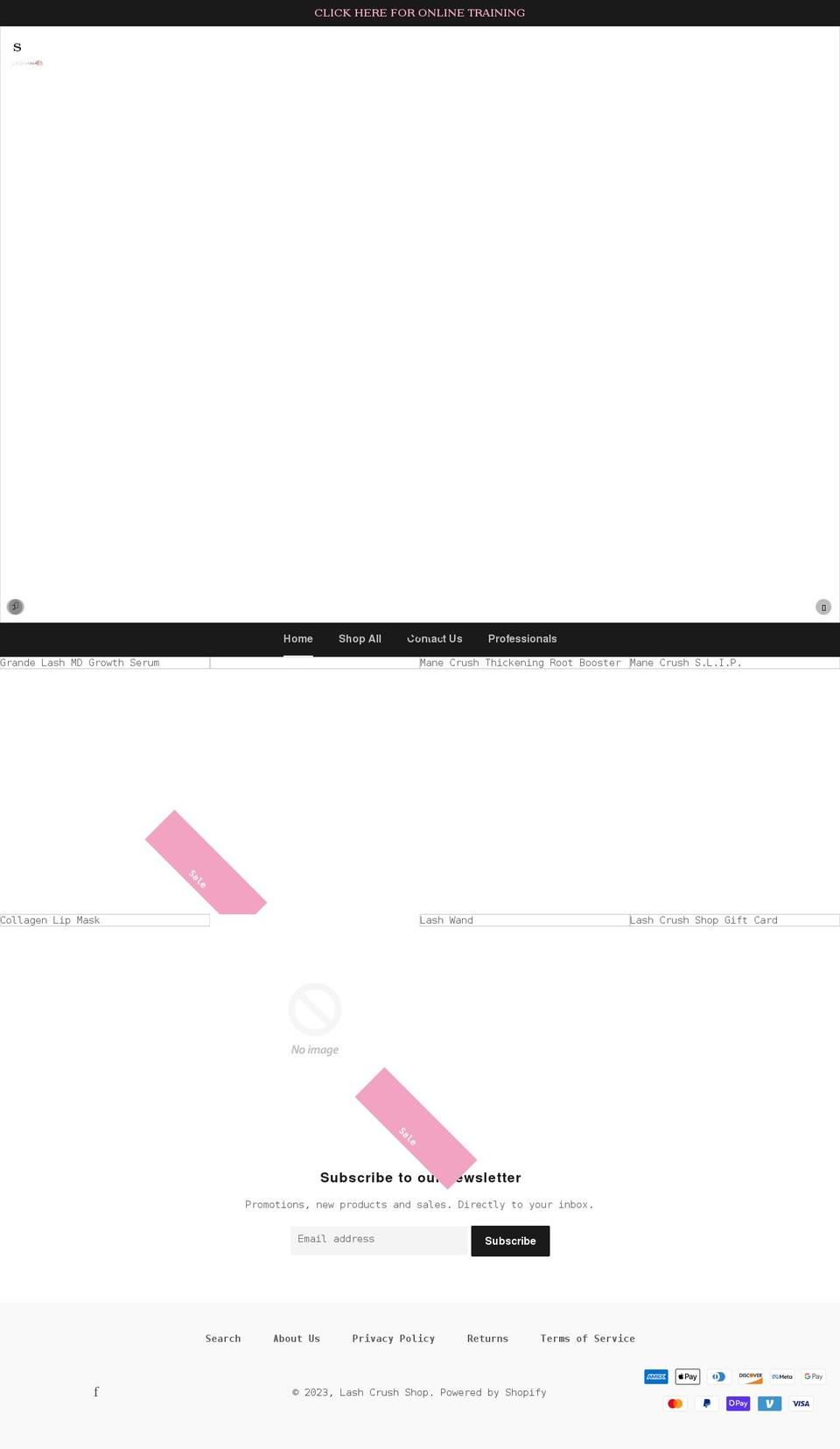 lashcrushshop.com shopify website screenshot