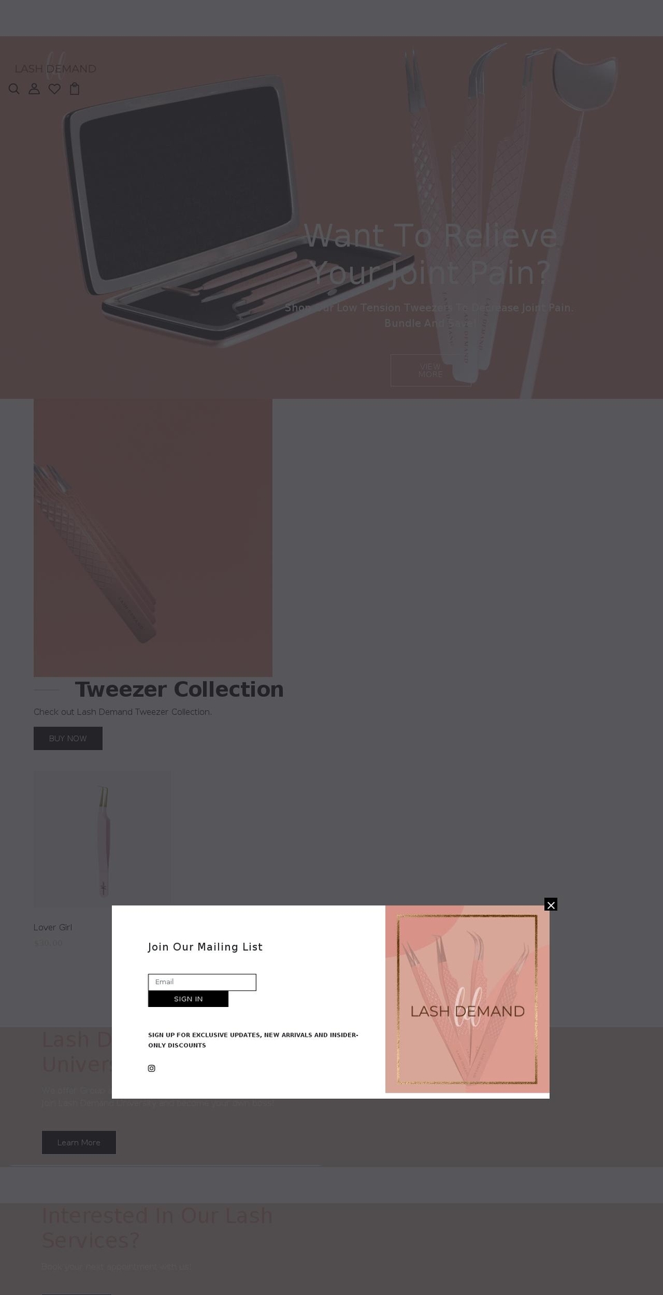 lashdemand.com shopify website screenshot