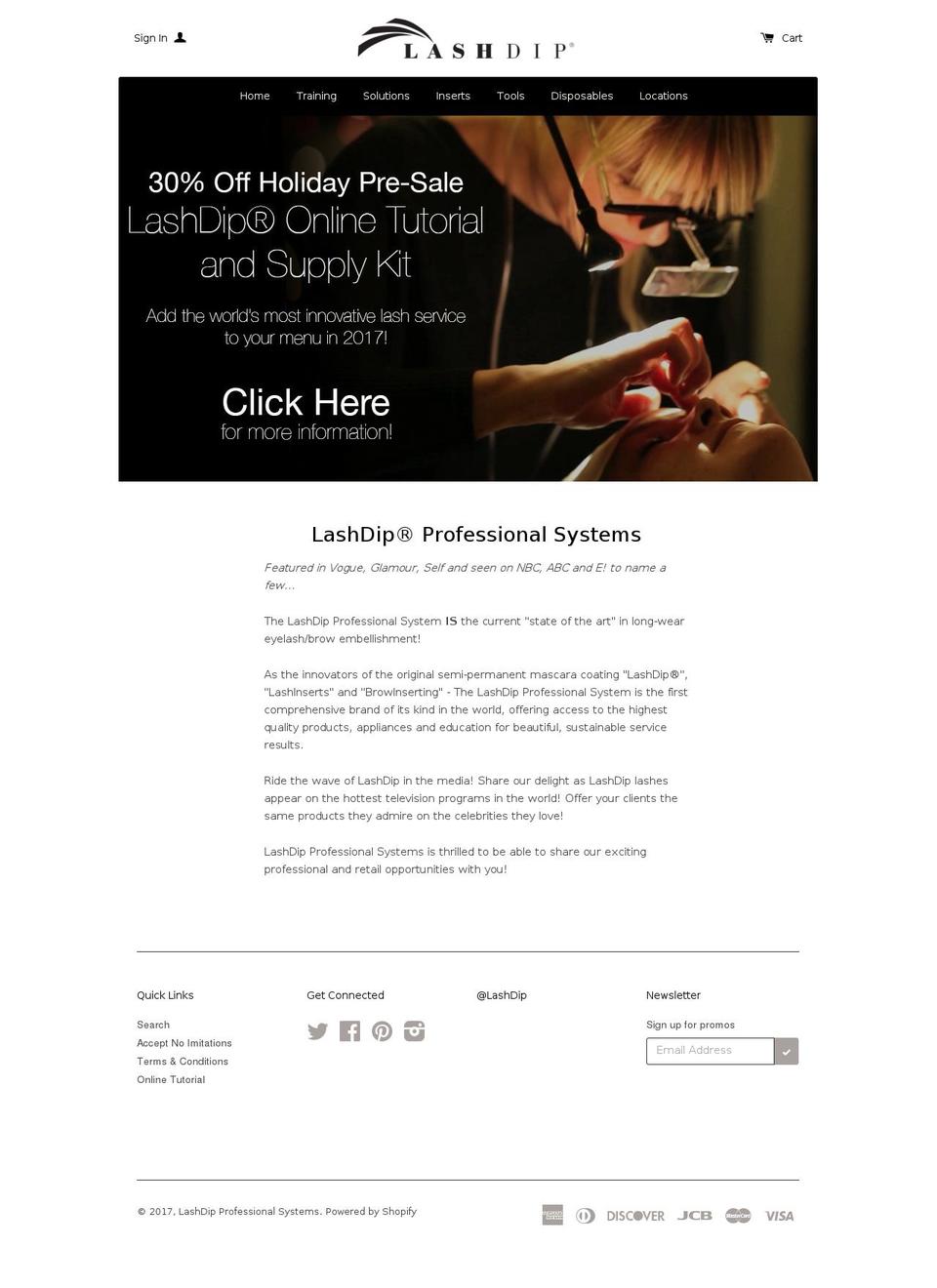 lashdippro.com shopify website screenshot