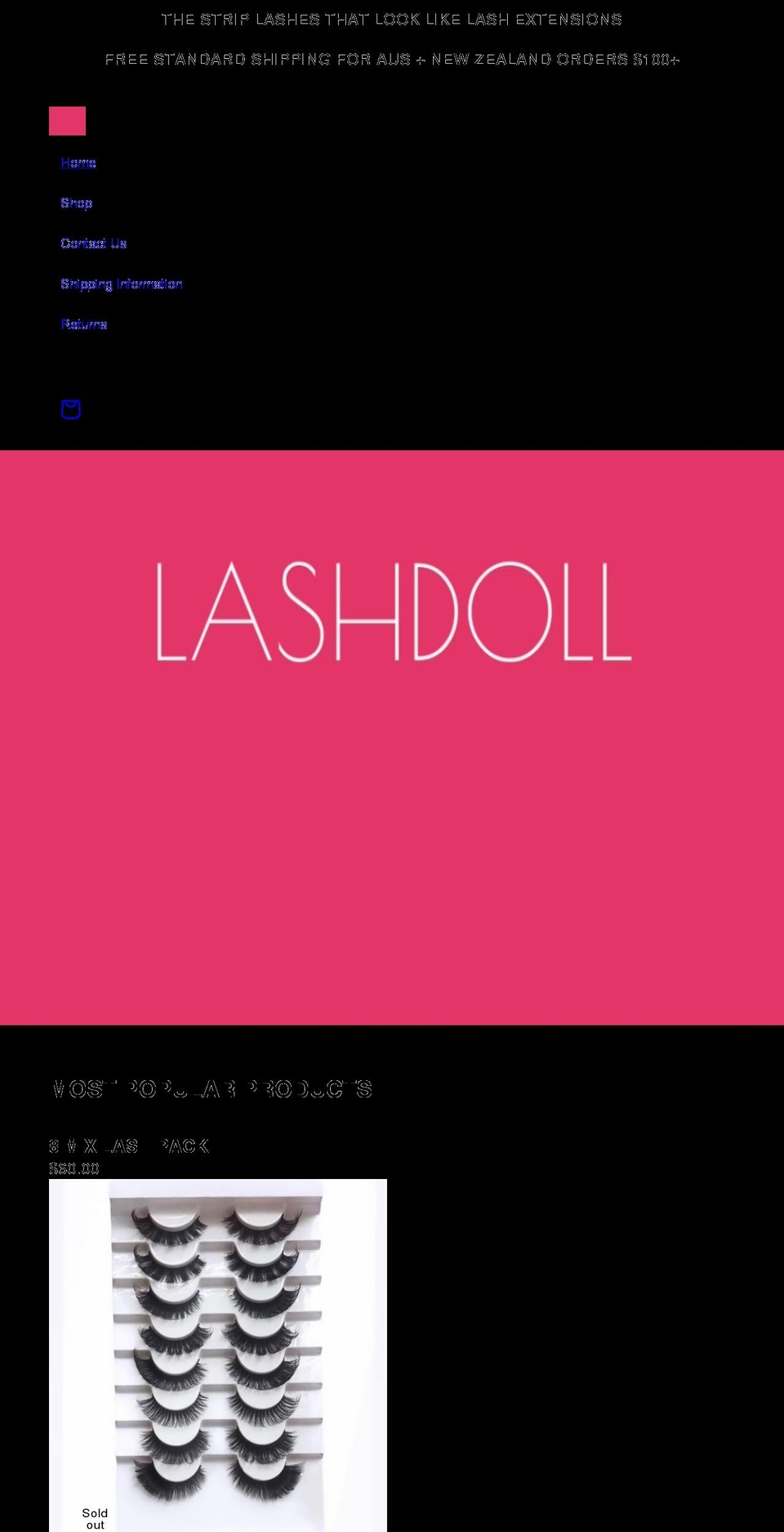 lashdollboutique.com shopify website screenshot
