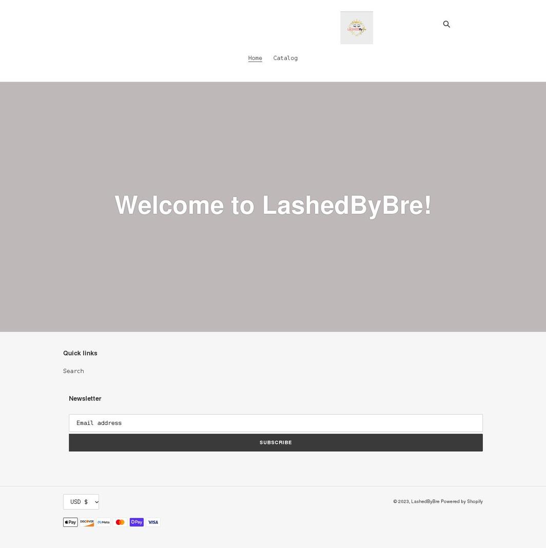 lashedbybre.com shopify website screenshot