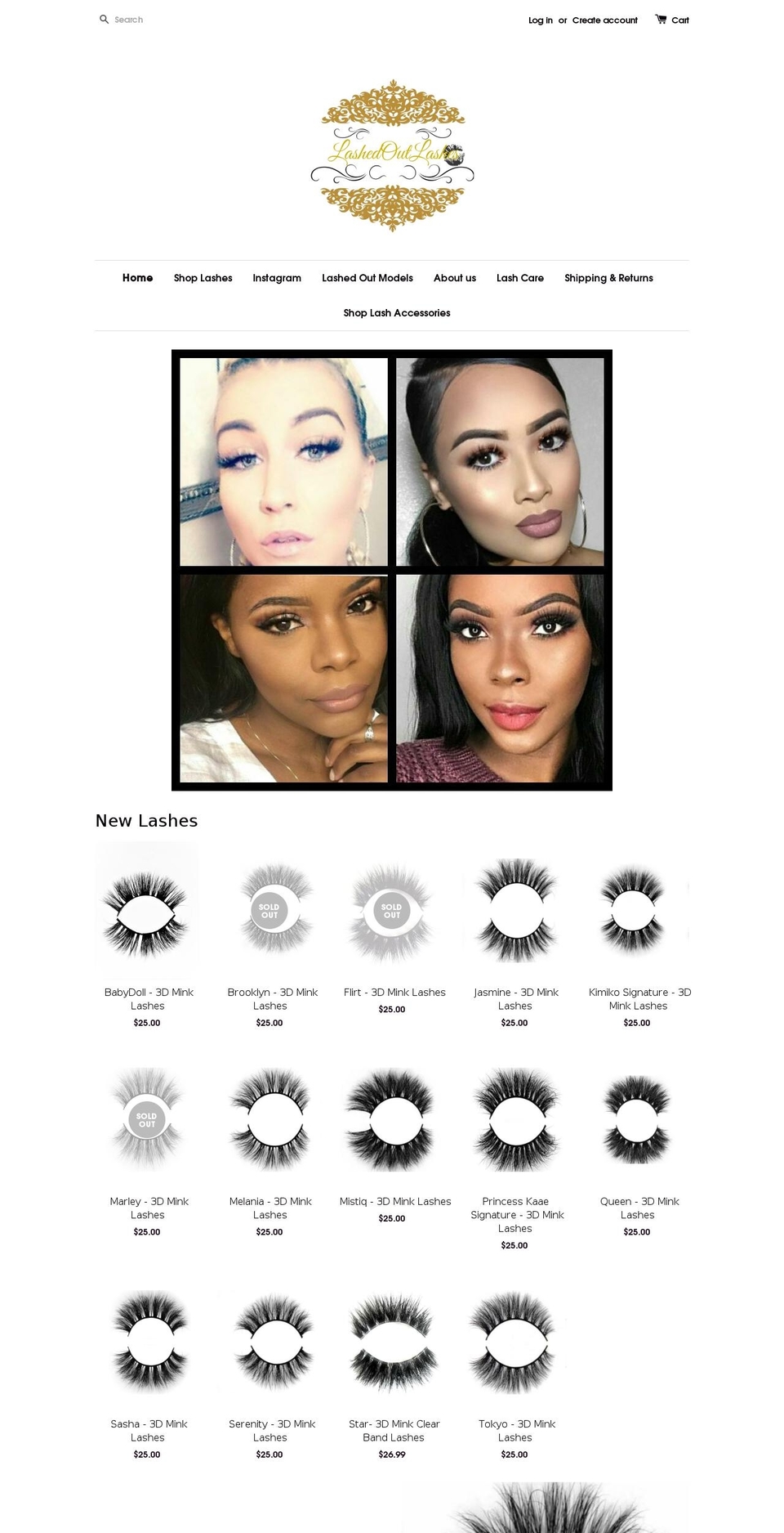 lashedouteyelashes.com — Shopify storefront screenshot