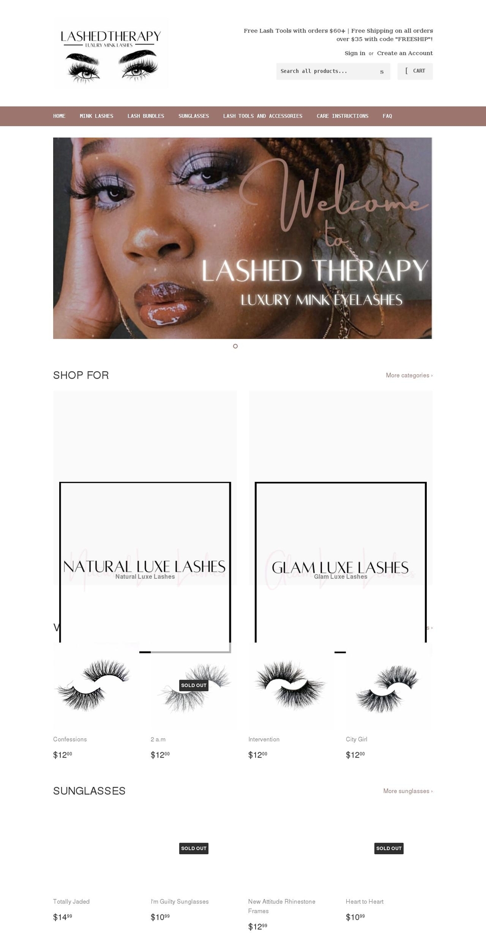 lashedtherapy.com shopify website screenshot
