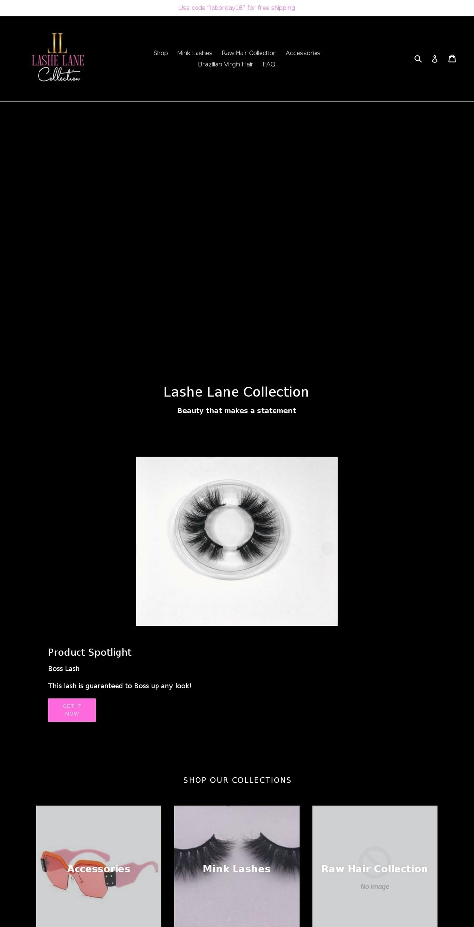 lashelanecollection.com — Shopify storefront screenshot