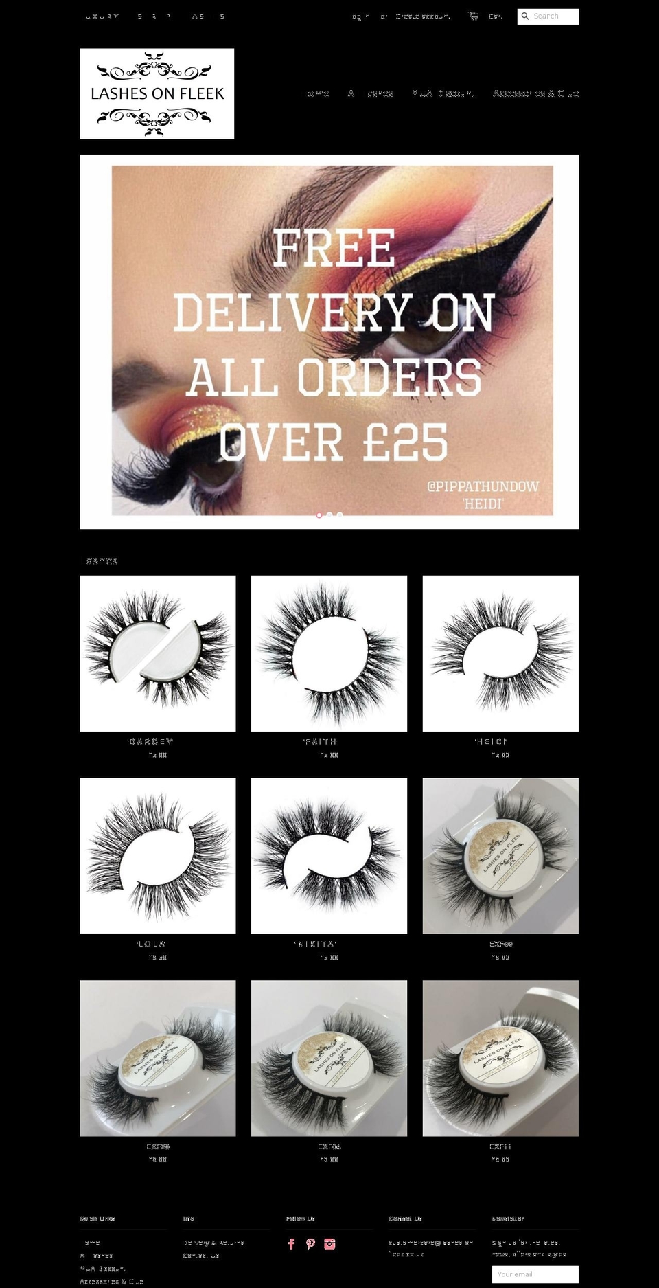 lashes-on-fleek.com — Shopify storefront screenshot