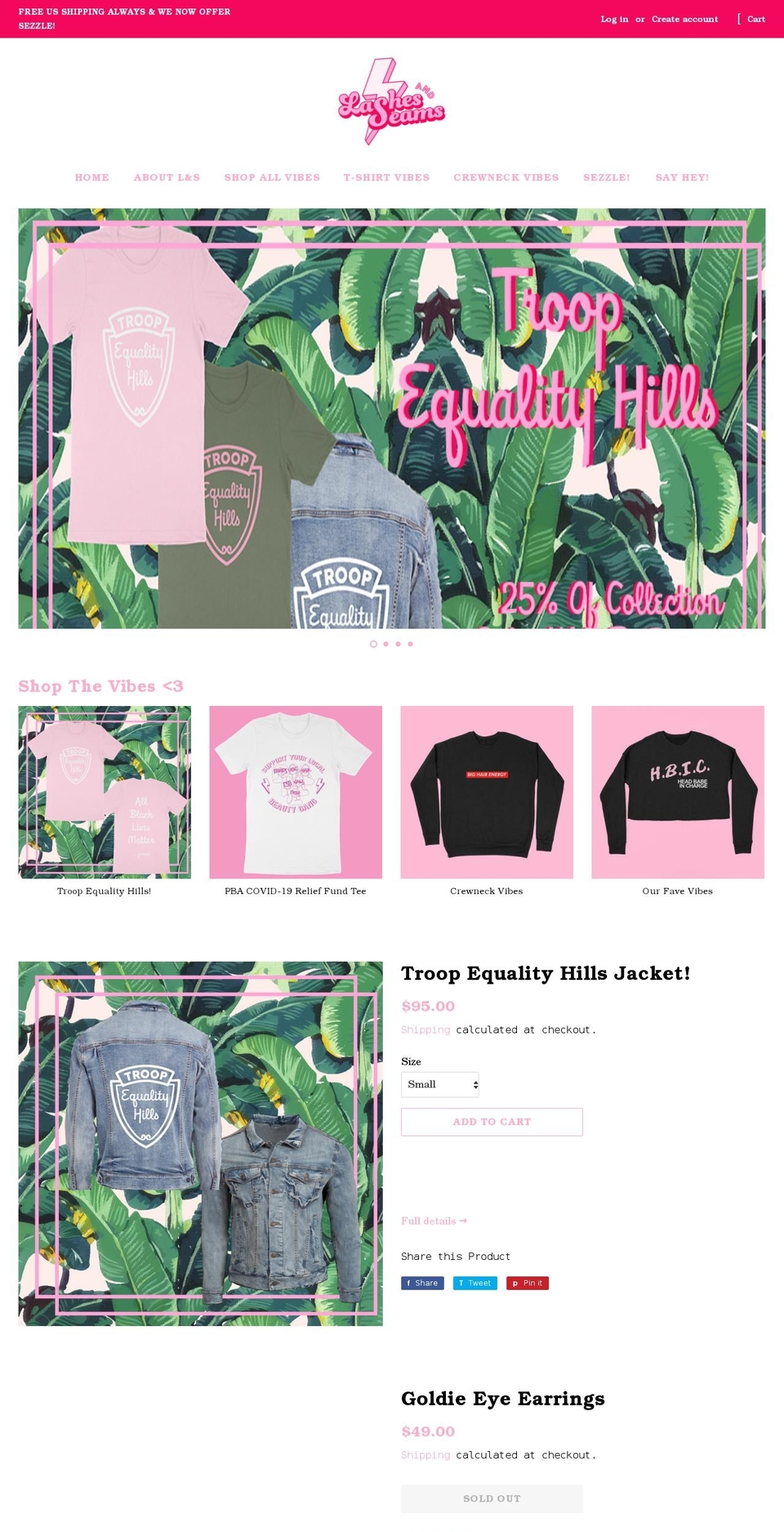 lashesandseams.com shopify website screenshot