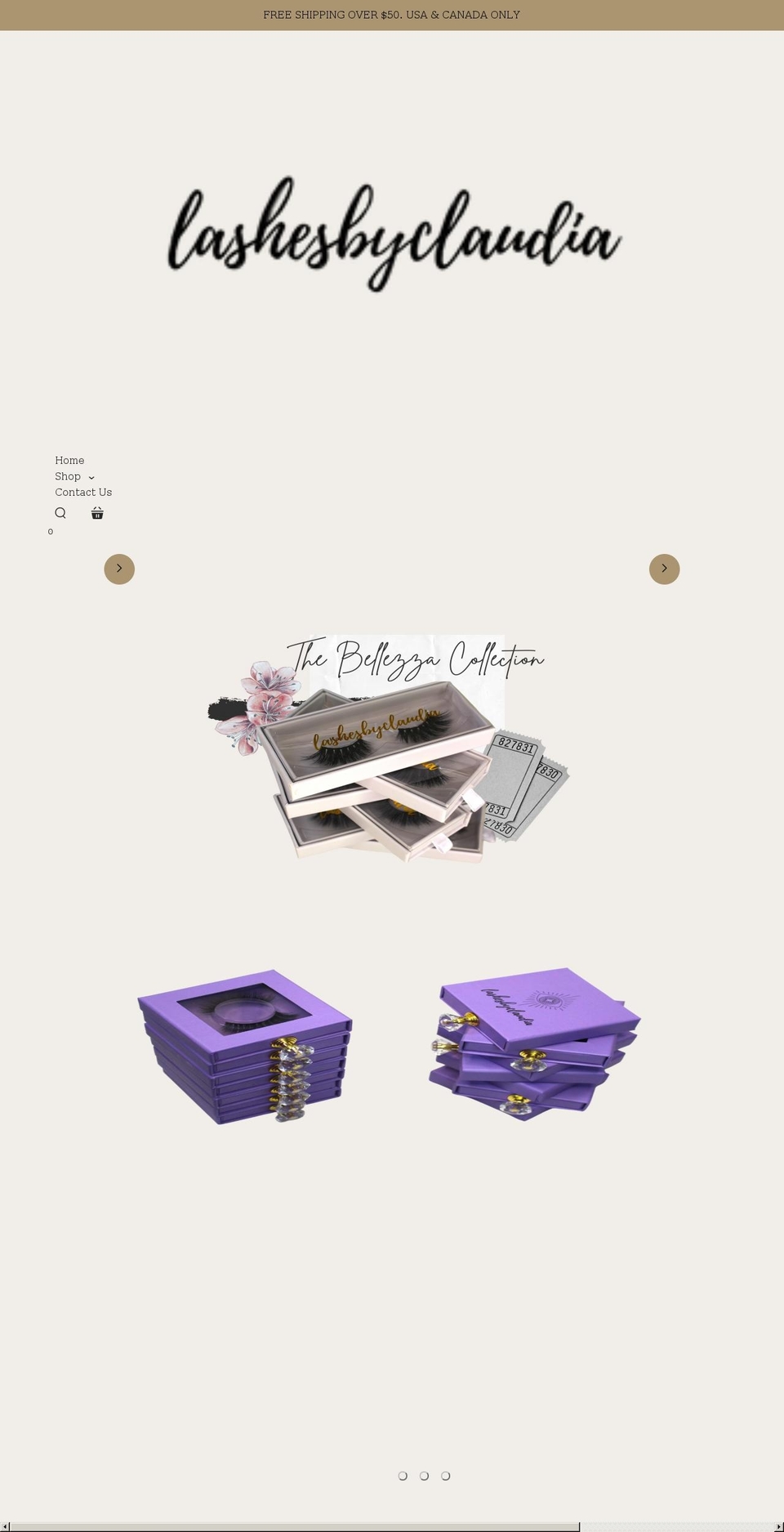 lashesbyclaudia.com shopify website screenshot