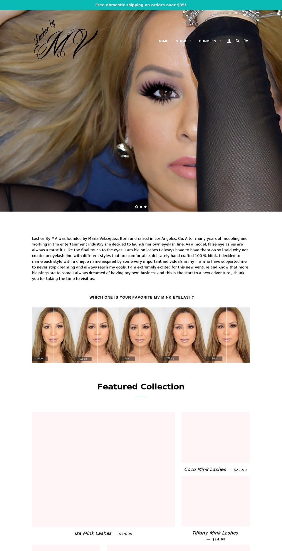 lashesbymv.com — Shopify storefront screenshot