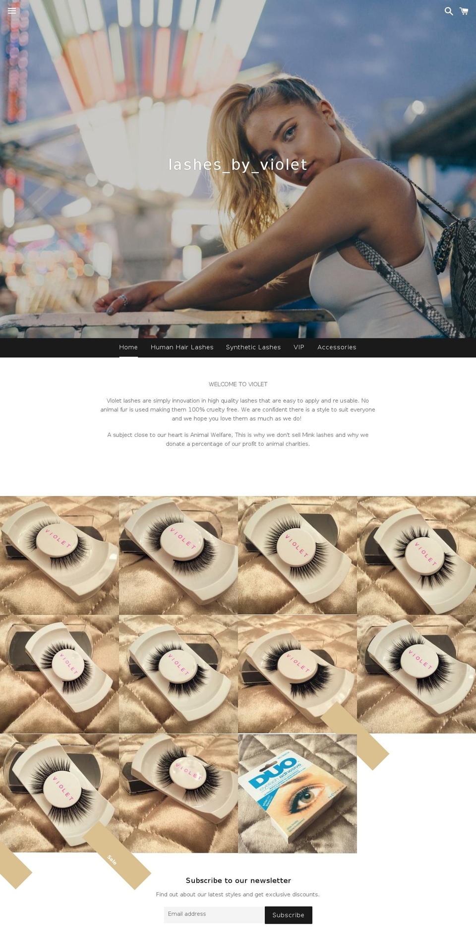 lashesbyviolet.com — Shopify storefront screenshot