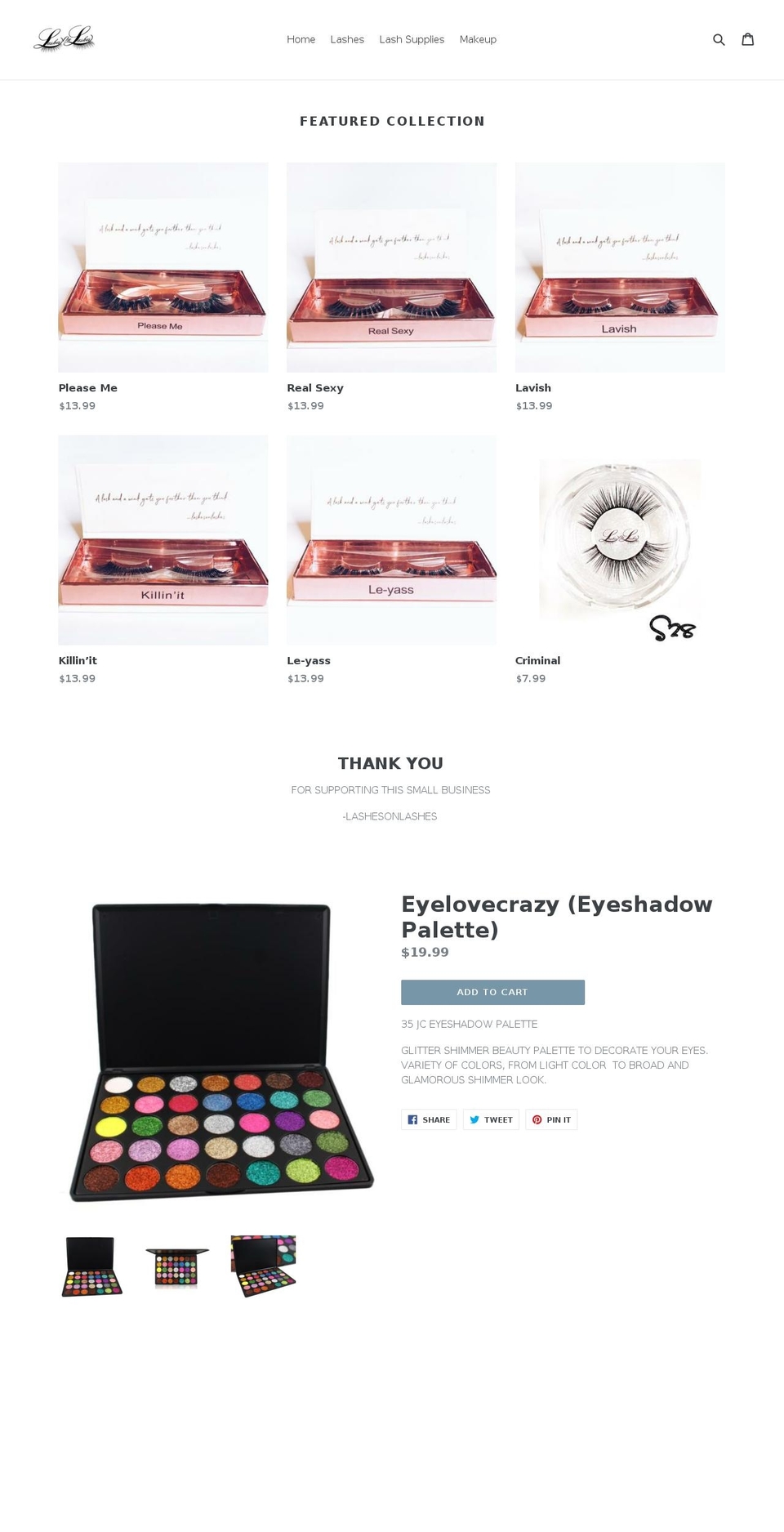 lashesonlashes.com shopify website screenshot