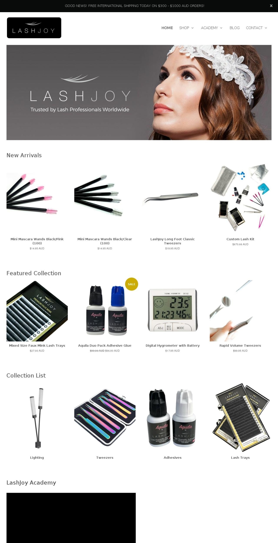 lashjoy.net shopify website screenshot
