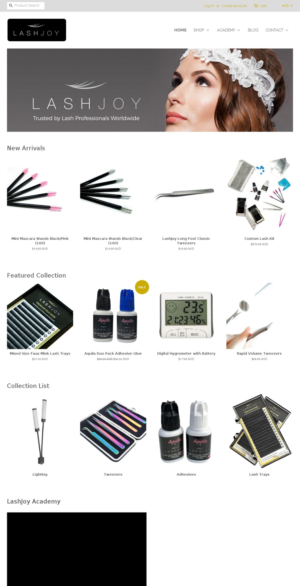 lashjoysupplies.com — Shopify storefront screenshot