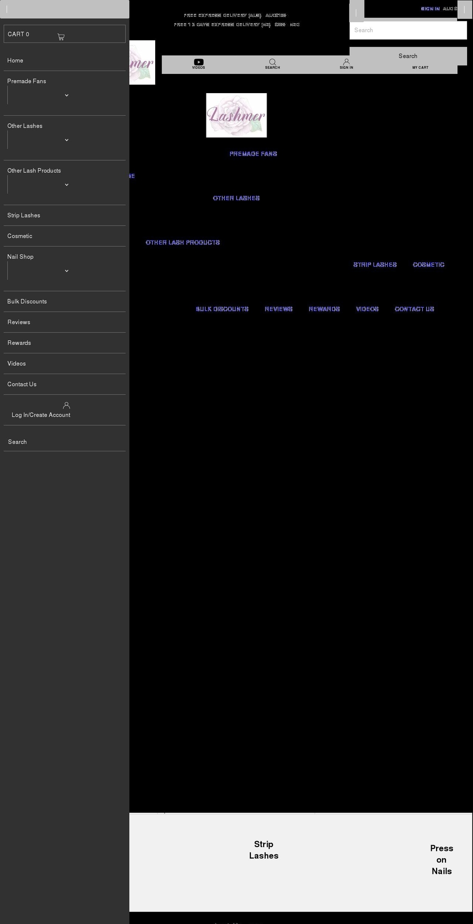 lashmer.com shopify website screenshot