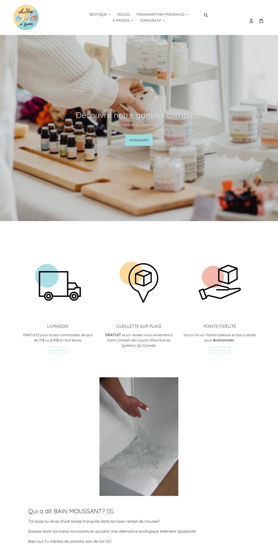 Savon Shopify theme site example lashopasavons.com