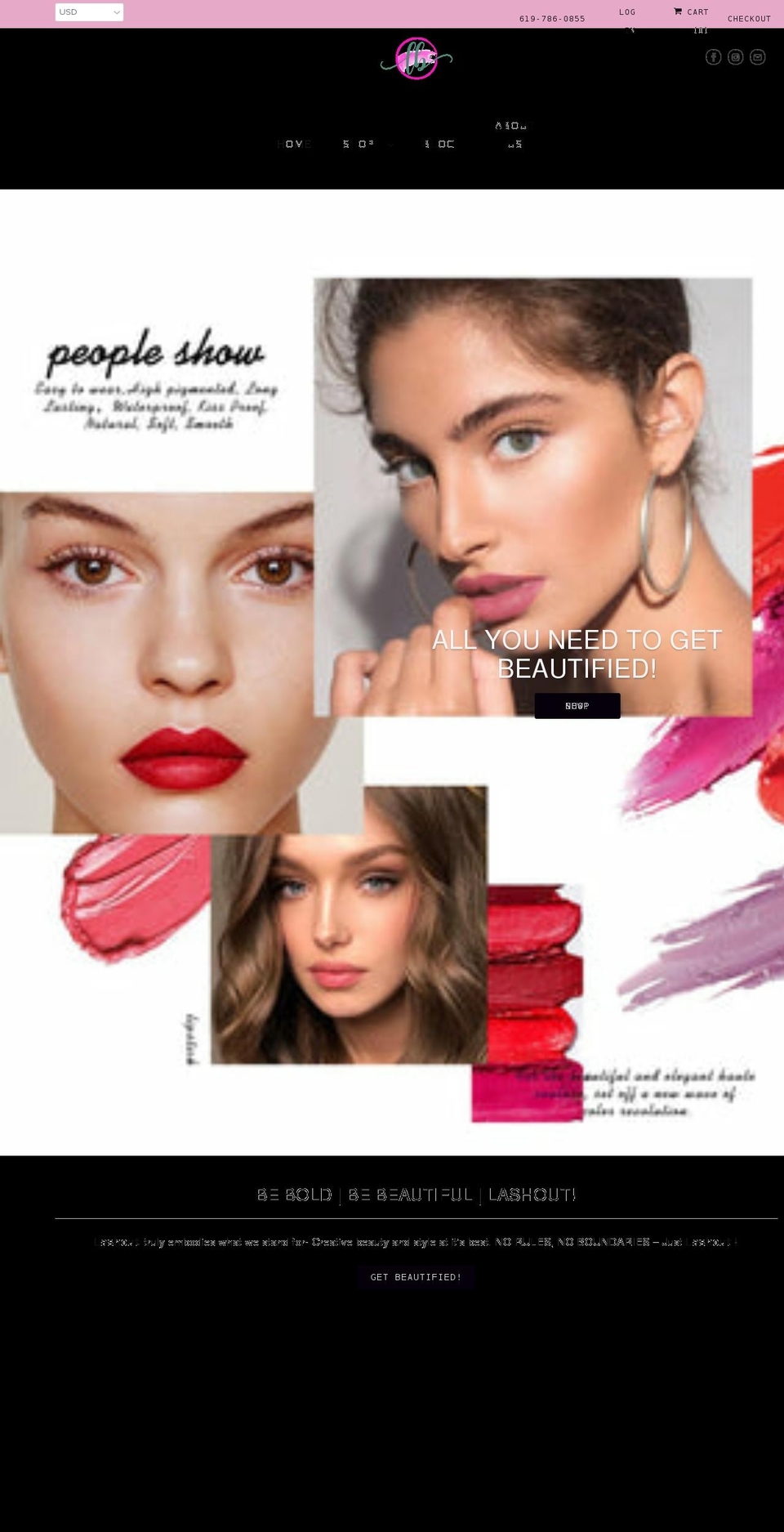 lashoutbeautyhub.com shopify website screenshot