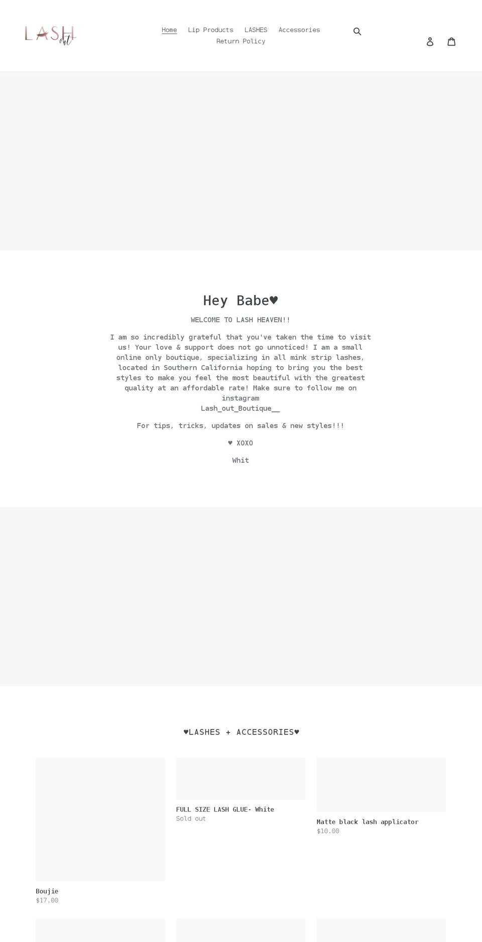 lashoutie.com shopify website screenshot