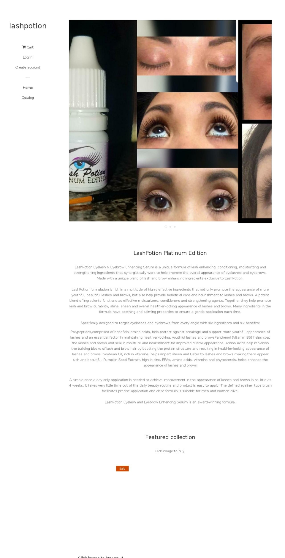 lashpotion.com — Shopify storefront screenshot