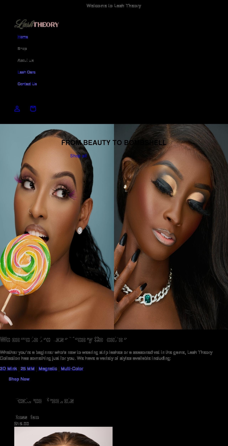 lashtheorycollection.com shopify website screenshot