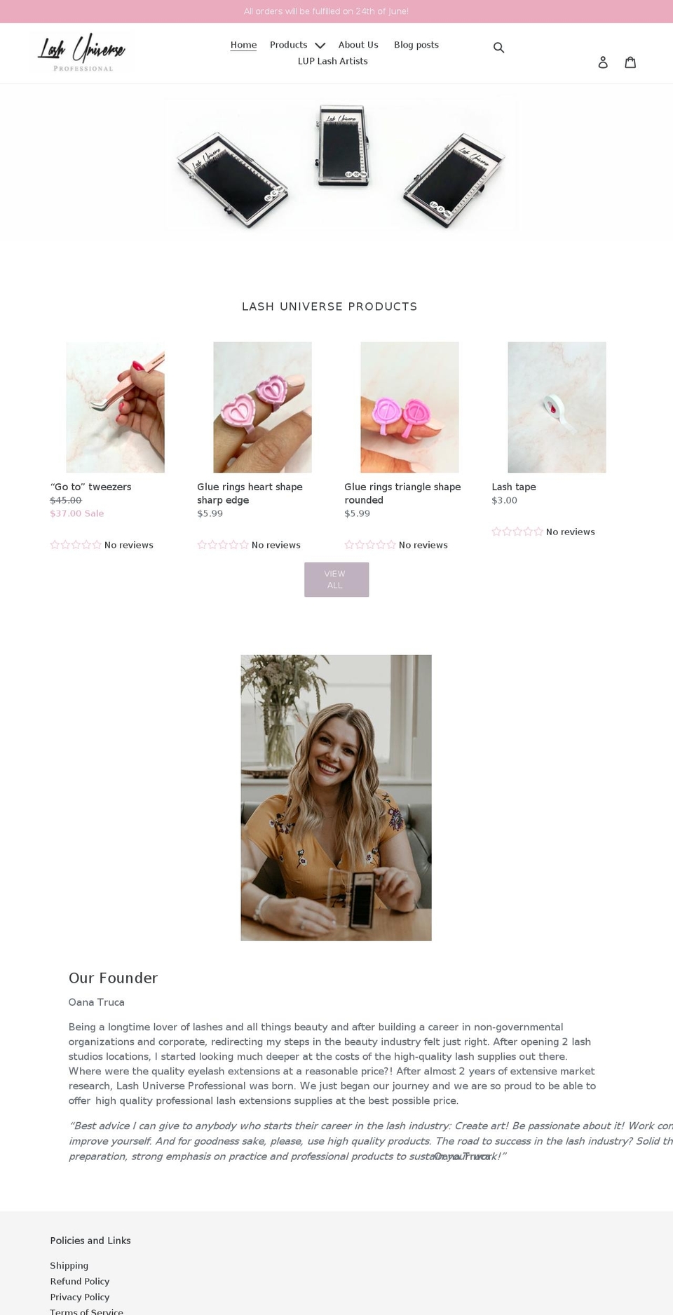 lashuniverseprofessional.com shopify website screenshot