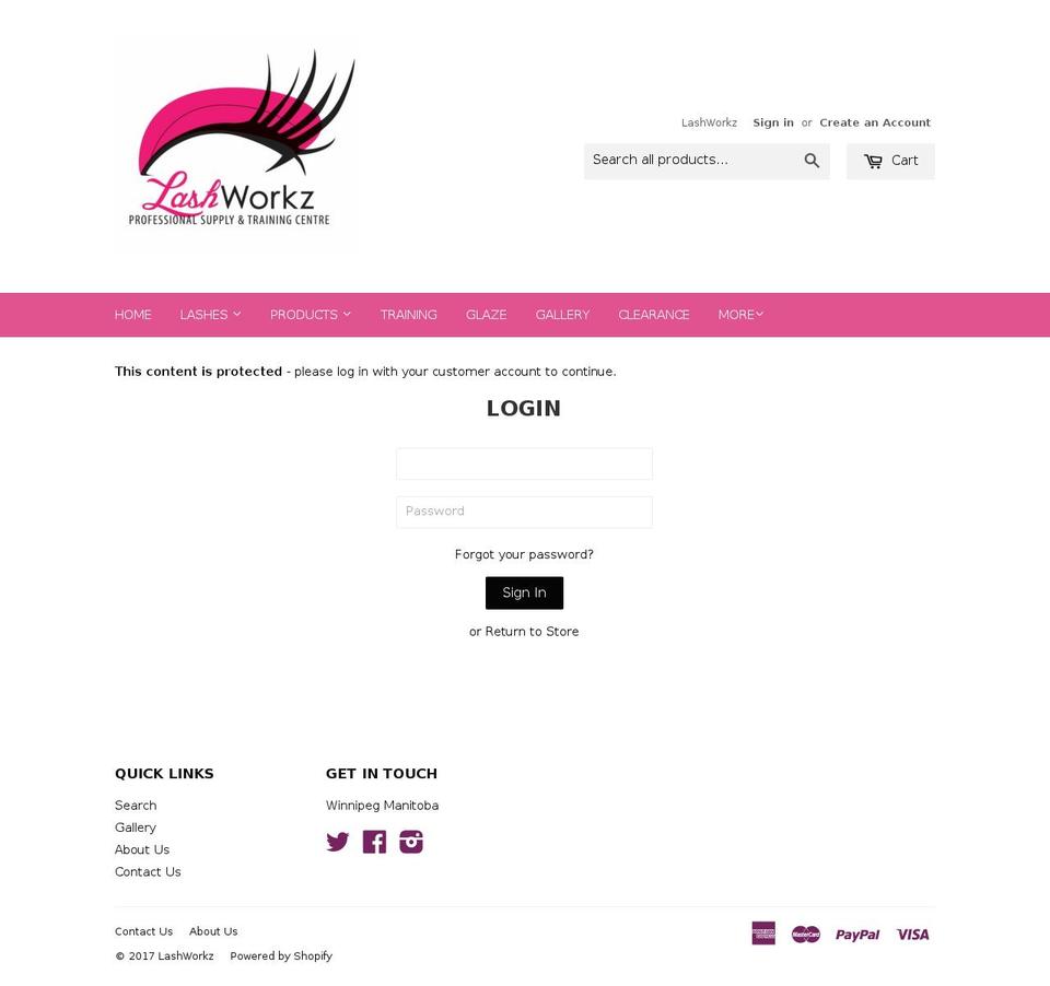 lashworkz.com shopify website screenshot
