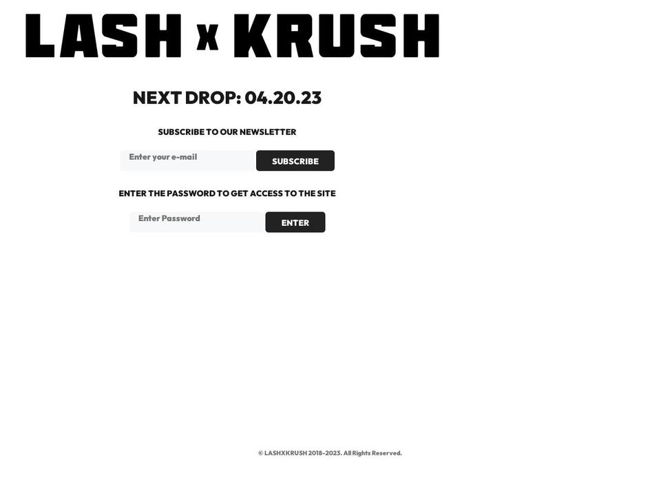 lashxkrush.com shopify website screenshot