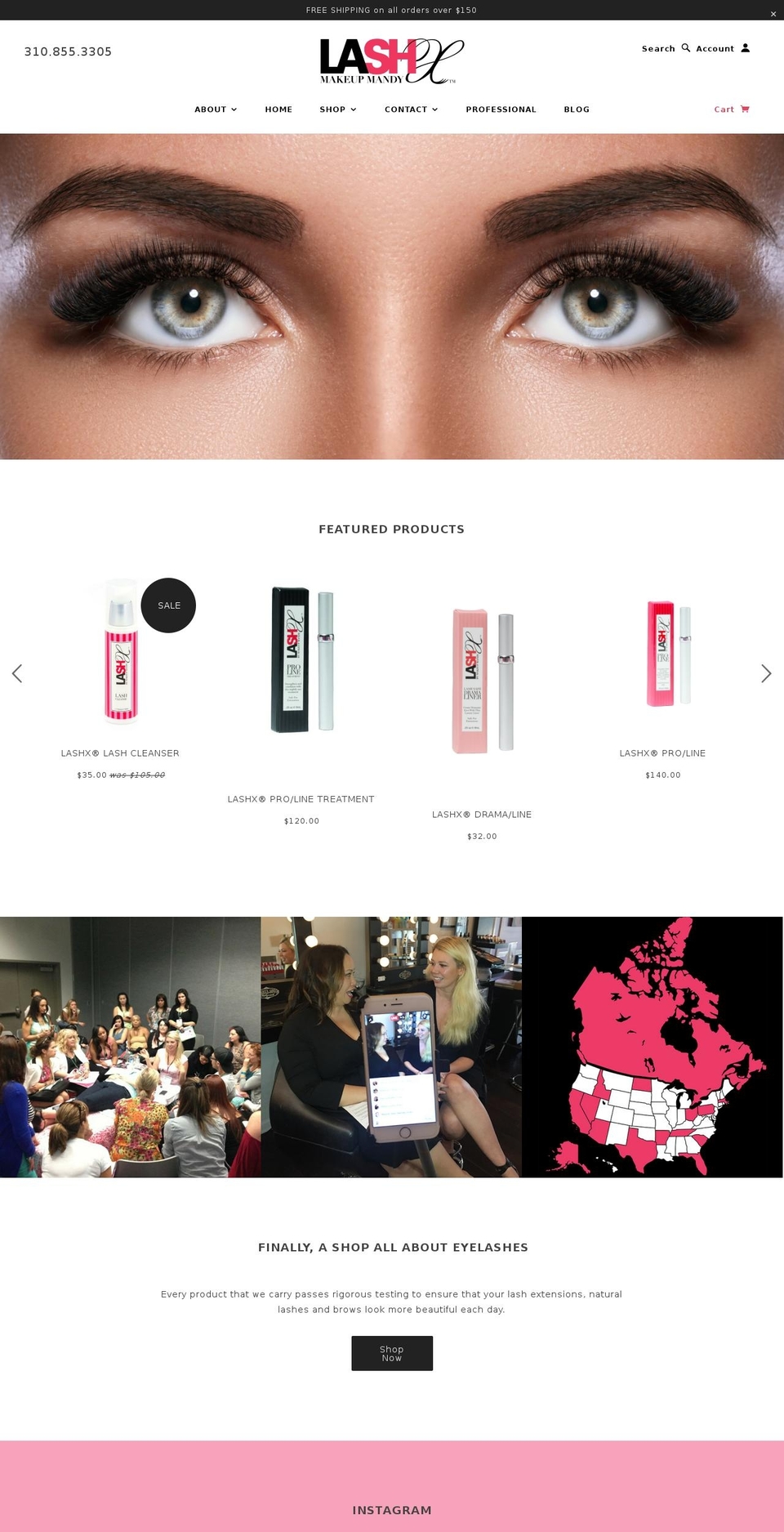 lashxla.com shopify website screenshot