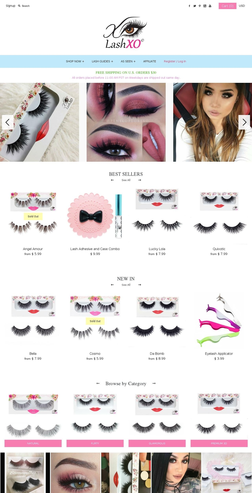 lashxo.com shopify website screenshot