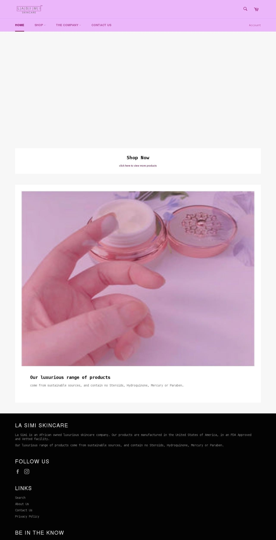 lasimiskincarestore.com shopify website screenshot