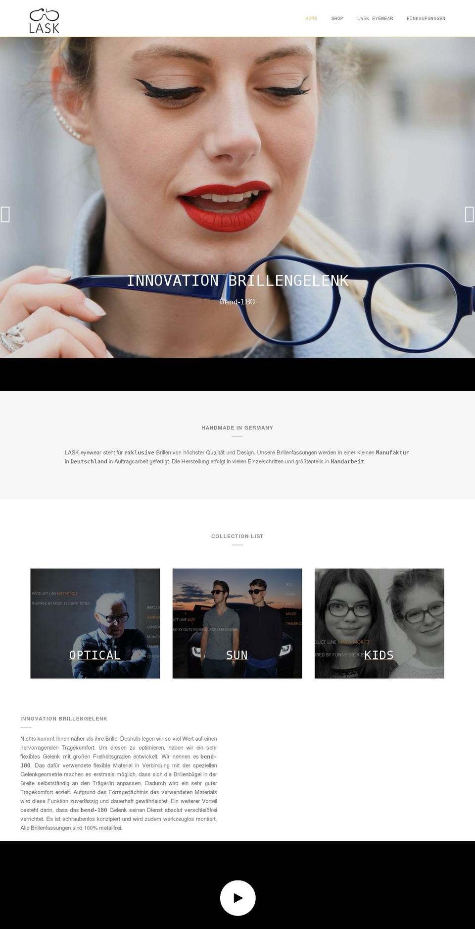 lask-eyewear.de shopify website screenshot