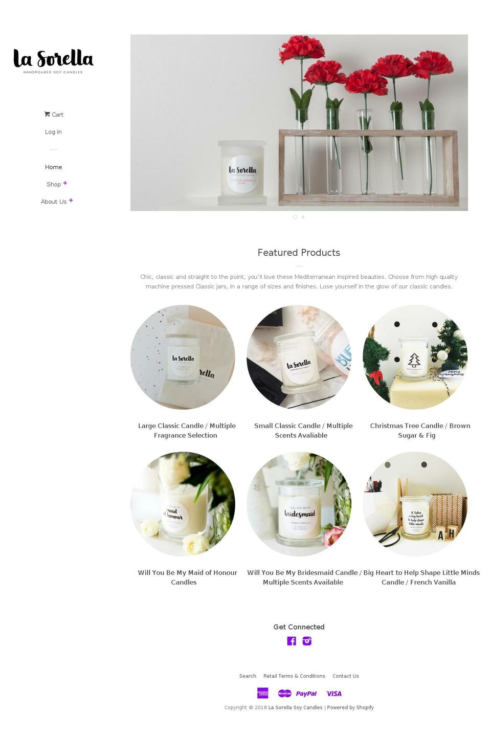 lasorellasoycandles.com.au shopify website screenshot