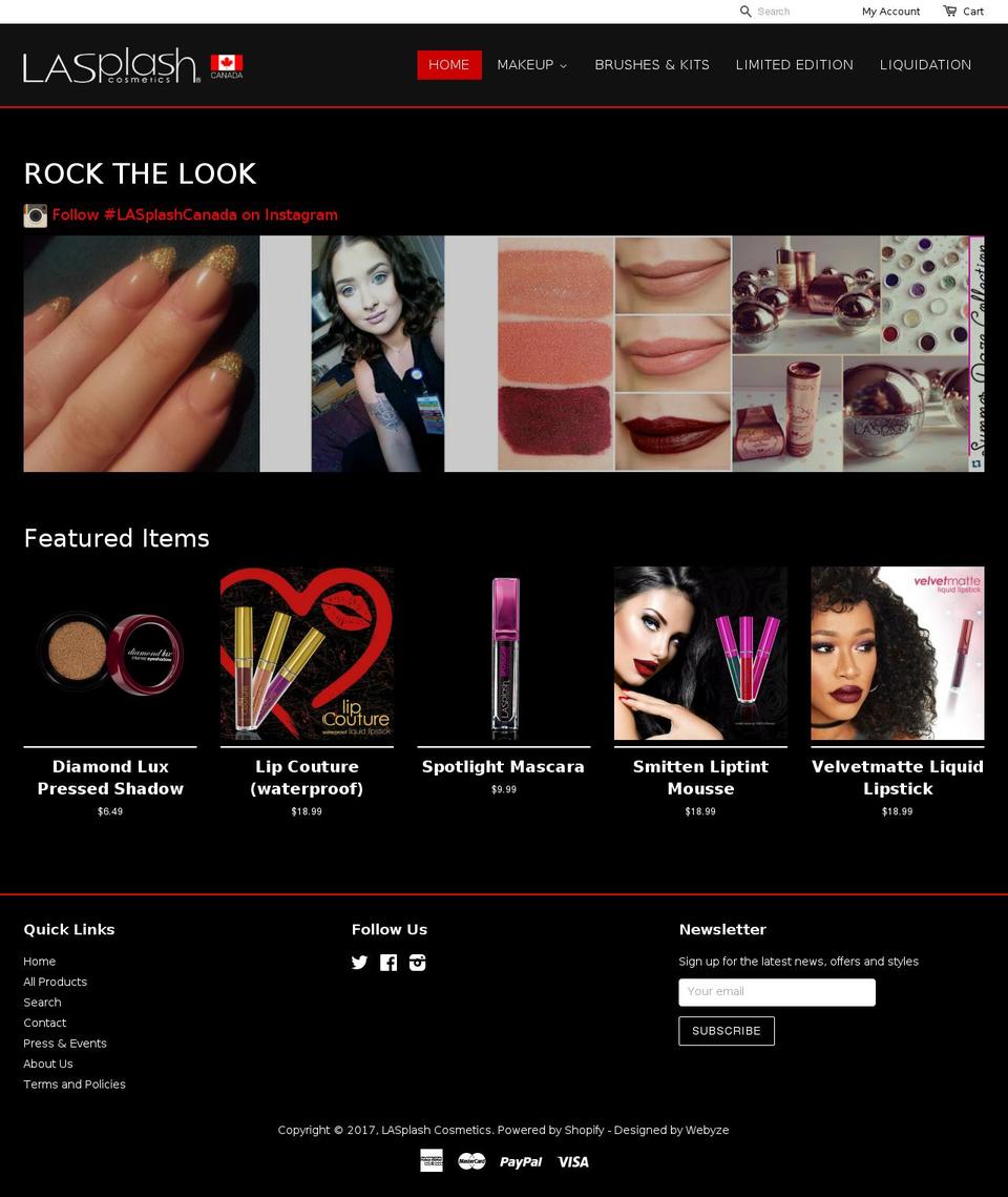 lasplashcosmetics.ca shopify website screenshot