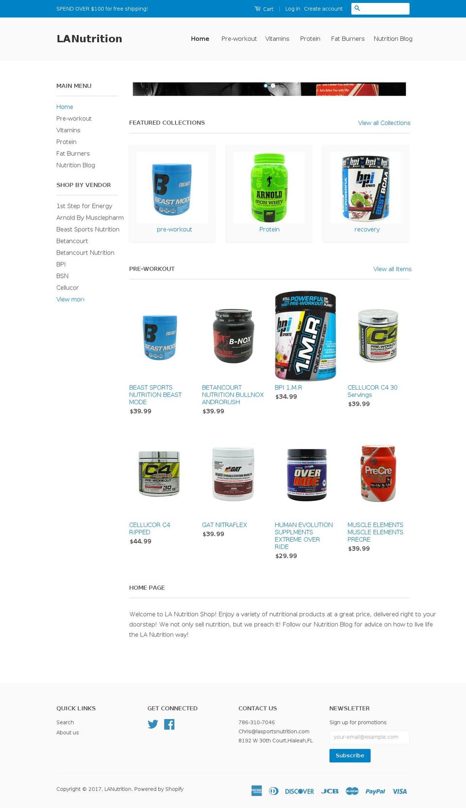 lasportsnutrition.com shopify website screenshot