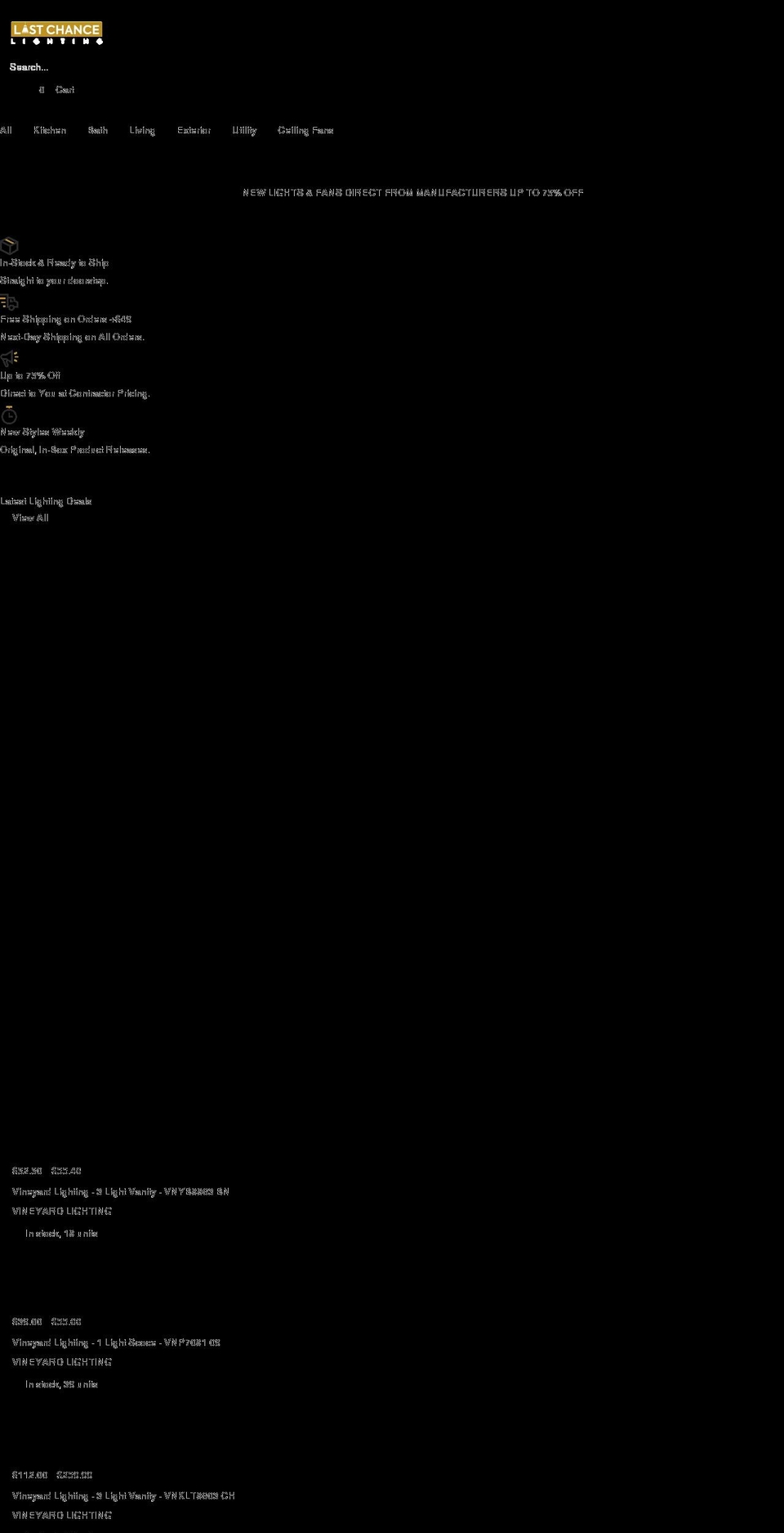 lastchancelighting.com shopify website screenshot