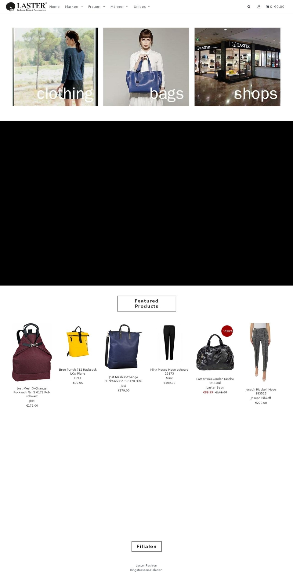 laster-bags.at shopify website screenshot