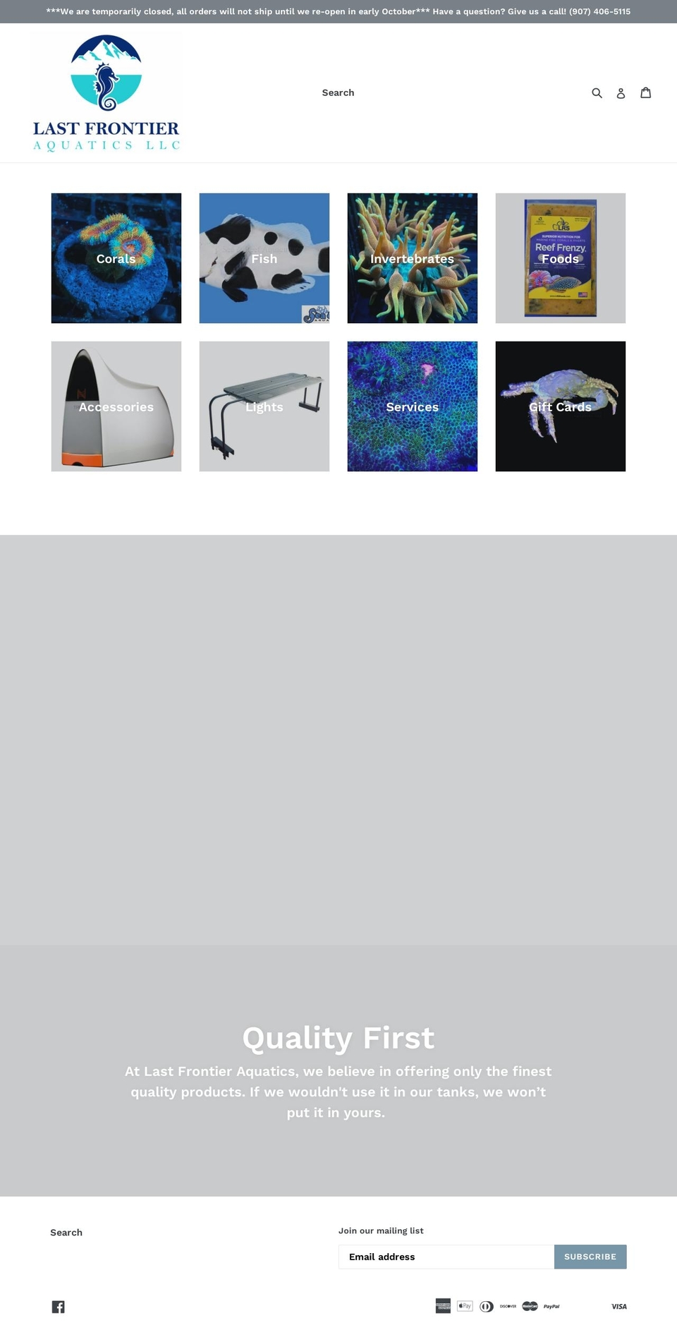 lastfrontieraquatics.com — Shopify storefront screenshot