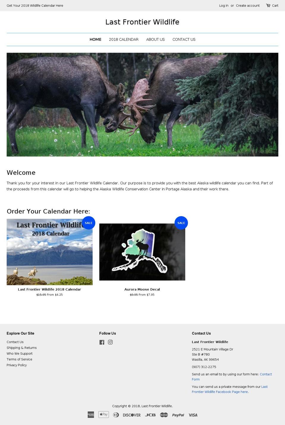 lastfrontierwildlife.com — Shopify storefront screenshot