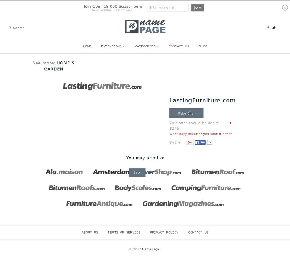 lastingfurniture.com shopify website screenshot