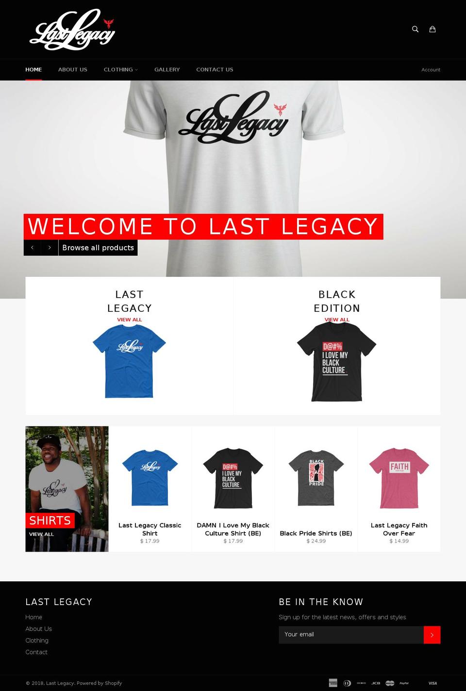 lastlegacybrand.com — Shopify storefront screenshot