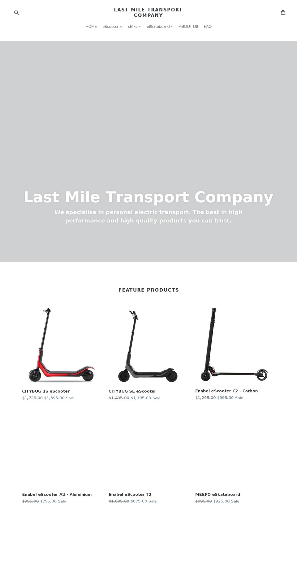 lastmiletransportcompany.com — Shopify storefront screenshot