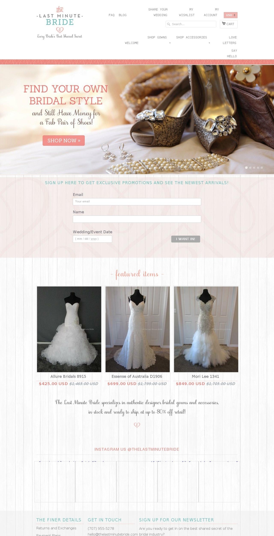 lastminutebride.info shopify website screenshot