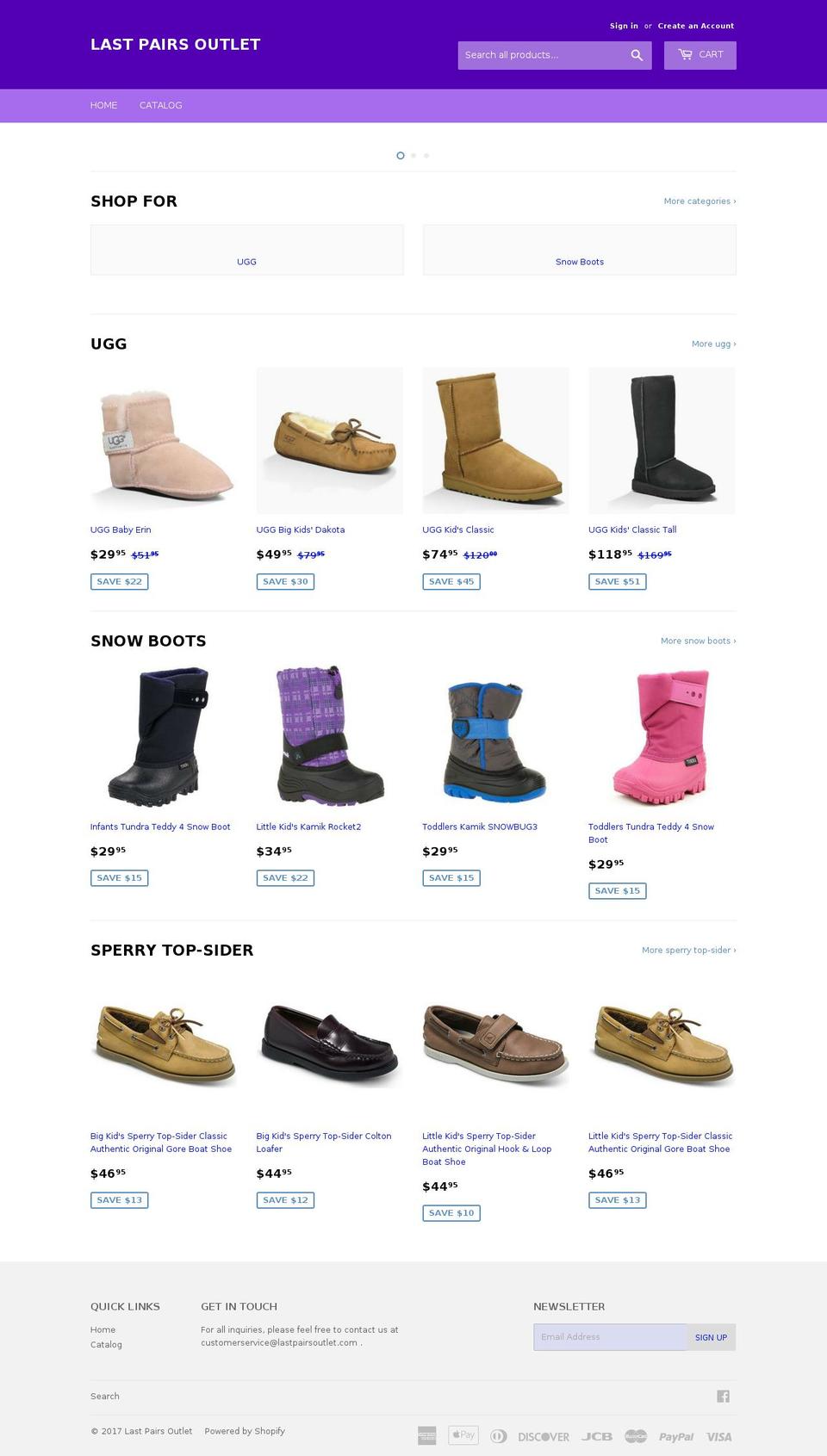 lastpairsoutlet.com shopify website screenshot
